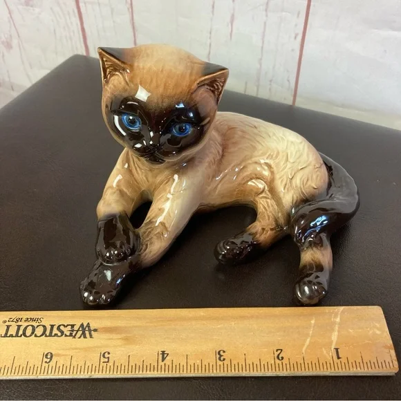 Vintage Goebel Siamese Cat Ceramic Figure W Germany Kitty 4” Knick Knack Feline - Picture 3 of 9